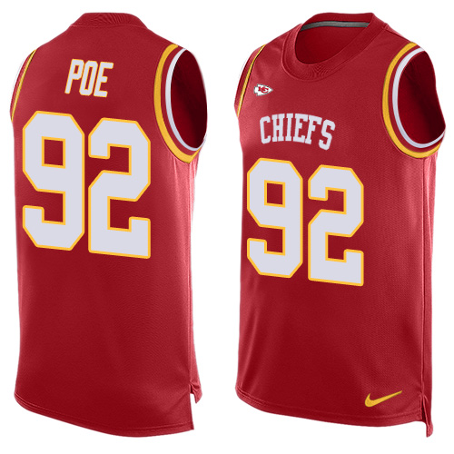 Men's Limited Dontari Poe Nike Jersey Red - #92 Player Name & Number Tank Top NFL Kansas City Chiefs